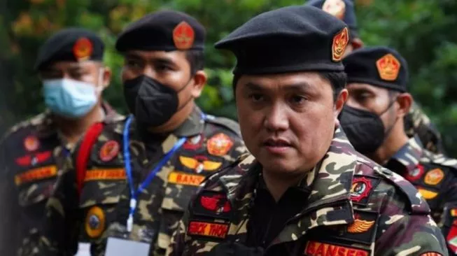 Erick Thohir resmi menjadi anggota kehormatan Barisan Ansor Serbaguna (Banser). (Foto:ANTARA/HO-Humas Kementerian BUMN)