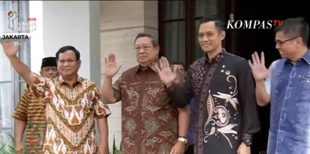 Prabowo bertemu Susilo Bambang Yudhoyono atau SBY. (Foto: KompasTV)