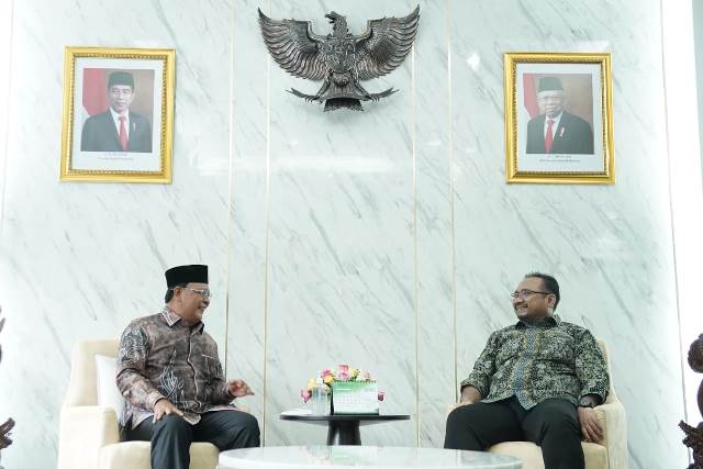 Gubernur Kalsel H Sahbirin Noor audiensi Menteri Agama Gus Yaqut, Jumat (23/9/2022) di Jakarta. (Foto: Adpim Setdaproov Kalsel)