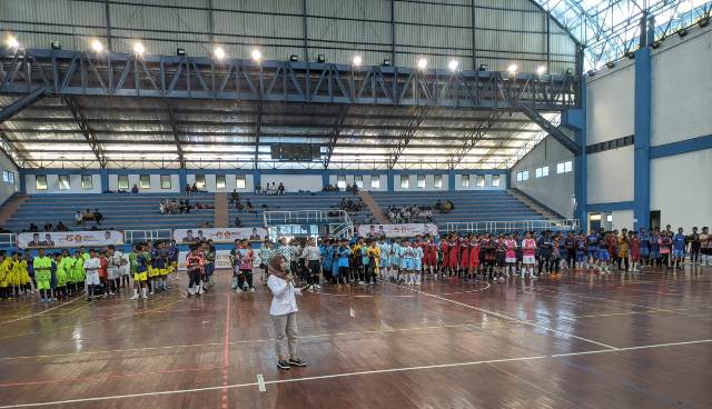 Turnamen Futsal Gerindra Cup di GOR Rudy Resnawan, Senin (20/2/2023). (Foto: Katajari.com)