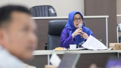 Kabid Planalogi dan Pemanfaatan Hutan Dishut Kalsel Rolena Kinawati membuka rapat rekonsiliasi PNPB, Jumat (16/6/2023). (Foto: Dishut Kalsel/Katajari.com)