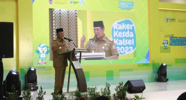Gubernur Kalimantan Selatan H. Sahbirin Noor menghadiri dan membuka Rapat Kerja (Raker) Kesehatan Daerah (Kesda) Percepatan Pelaksanaan Transformasi Kesehatan, Selasa (20/6/2023) pagi. (Foto: Adpim Setdaprov Kalsel/Katajari.com)