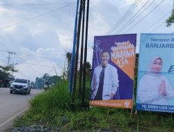 Baliho Lisa Halaby Didampingi Maulana di Berbagai Lokasi Kota Banjarbaru