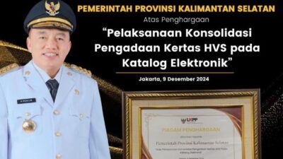 Plt Gubernur Kalimantan Selatan Meraih Penghargaan Kategori Pelaksanaan Konsolidasi Pengadaan